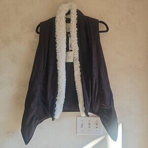 Jack By BB Dakota Espresso Polyester Faux Fur Trim Vest W/Pockets-Size: Small